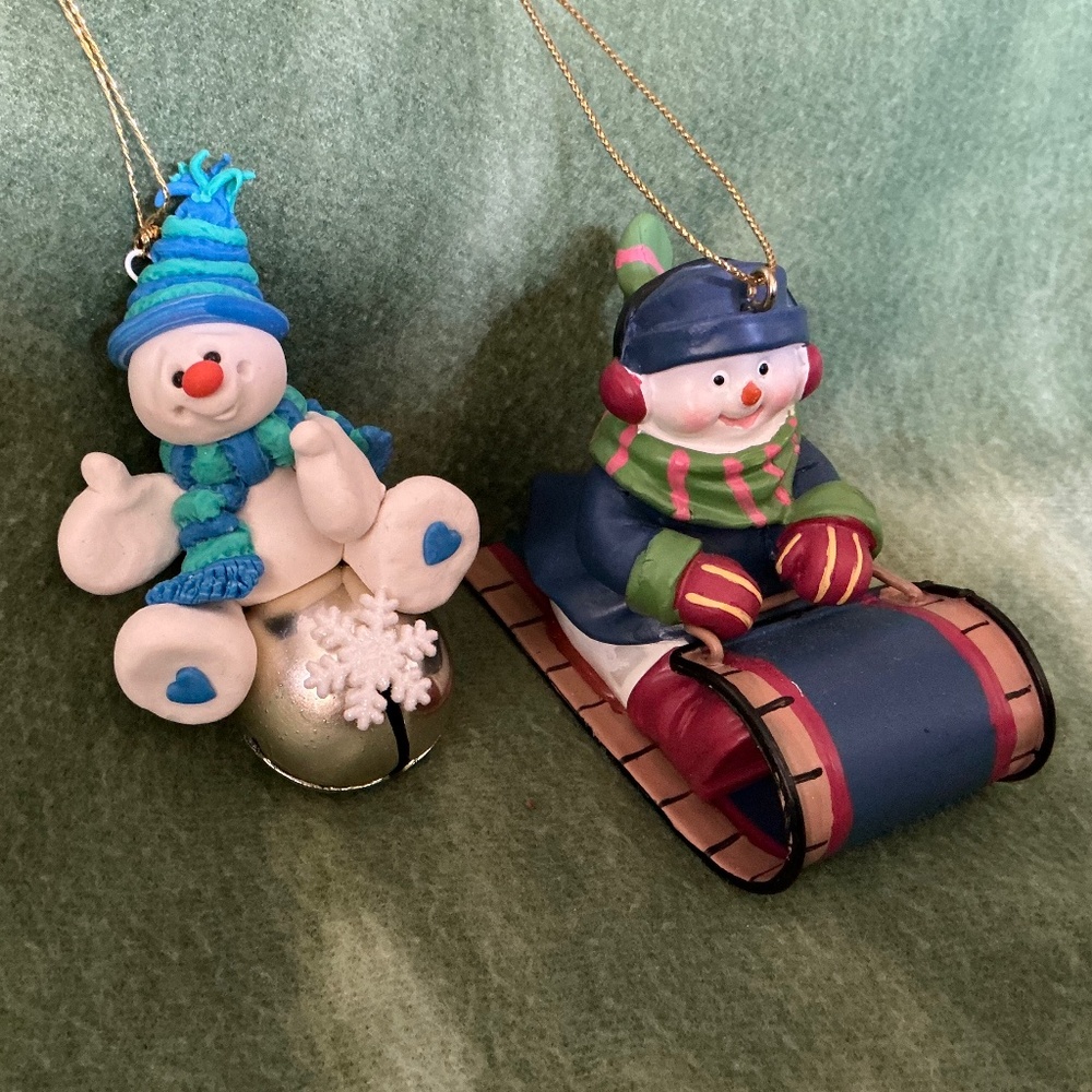 Snowmen At Play Ornaments, Sledding, Jingle Bell